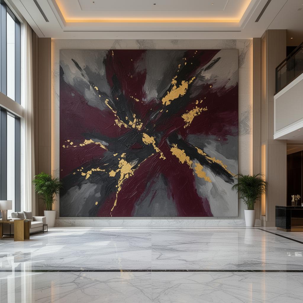 Burgundy Burst — Hotel Lobby, Dubai